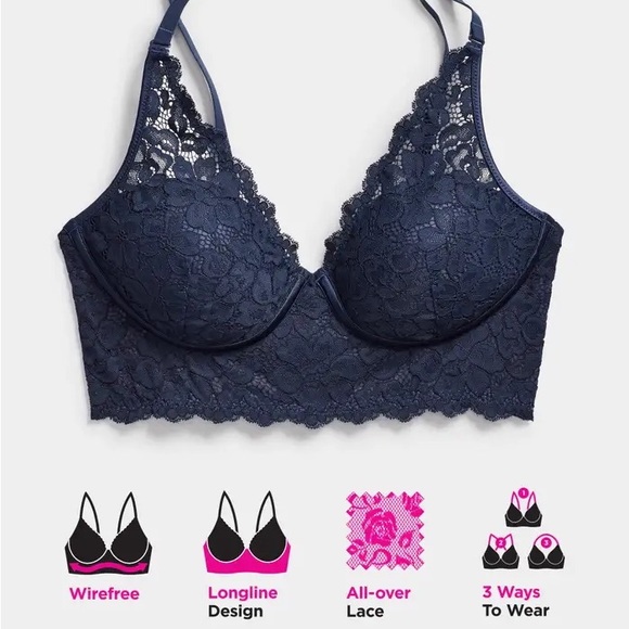 ✨ SALE NWT Wireless Comfort Convertible Lace Bra in Deep Red - Picture 8 of 8